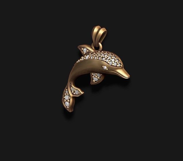 Dolphin pendant with gems 3D print model_5