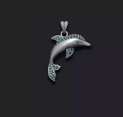 Dolphin pendant with gems 3D print model