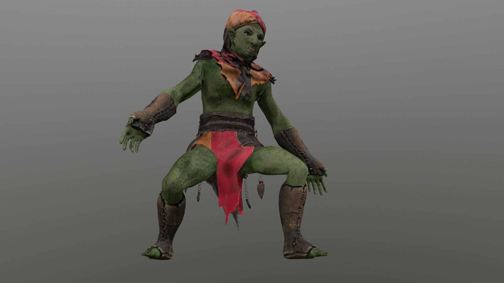 Thin Orc Low-poly 3D model_11