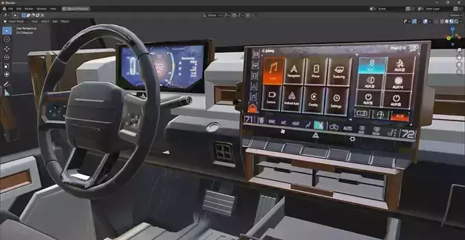 SUV interior lowpoly with textures