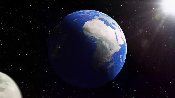 Earth 3D Model and moon in space 3D model
