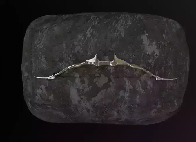 Archer silver bow on rock