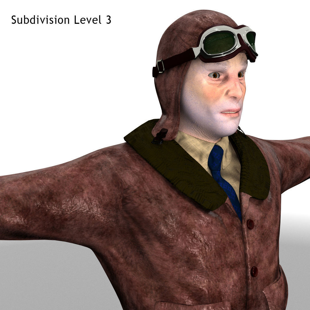 Flyboy Barnstorm Pilot - aviator - Low poly - STATIC NOT rigged Low-poly 3D model_6