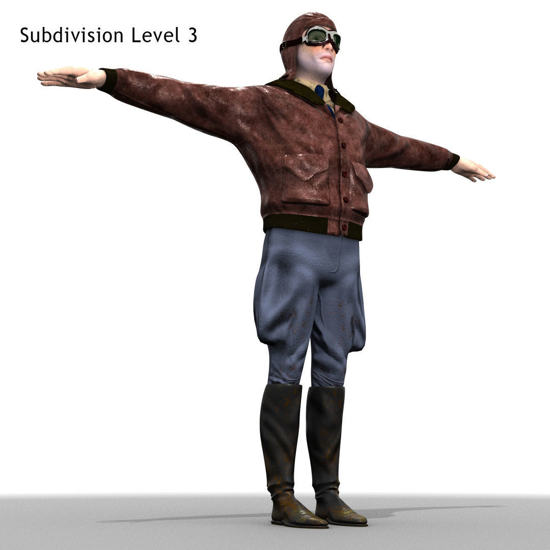 Flyboy Barnstorm Pilot - aviator - Low poly - STATIC NOT rigged Low-poly 3D model_8