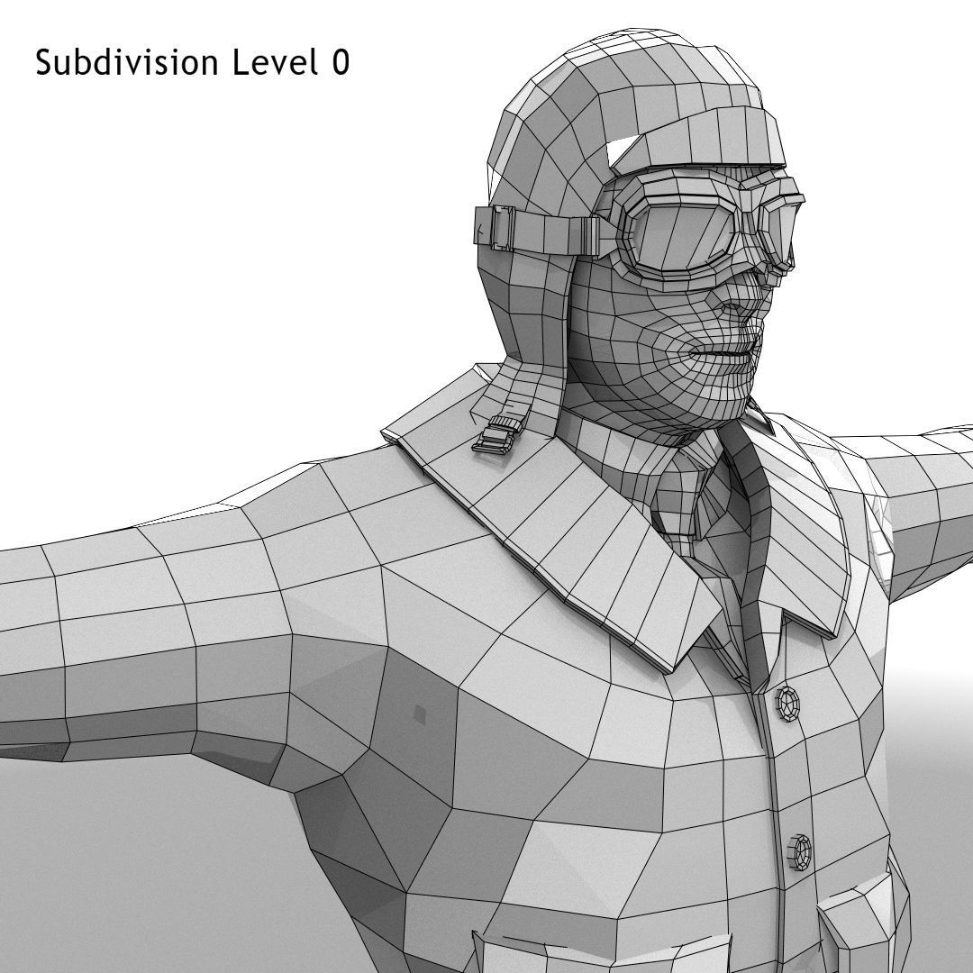 Flyboy Barnstorm Pilot - aviator - Low poly - STATIC NOT rigged Low-poly 3D model_5