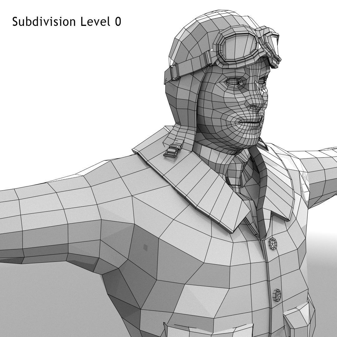 Flyboy Barnstorm Pilot - aviator - Low poly - STATIC NOT rigged Low-poly 3D model_7