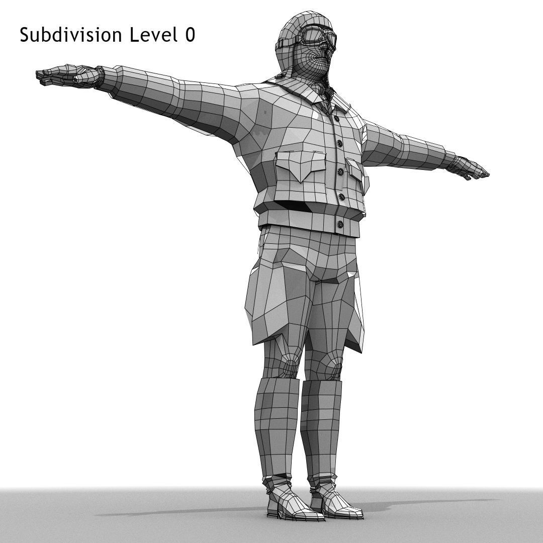 Flyboy Barnstorm Pilot - aviator - Low poly - STATIC NOT rigged Low-poly 3D model_9
