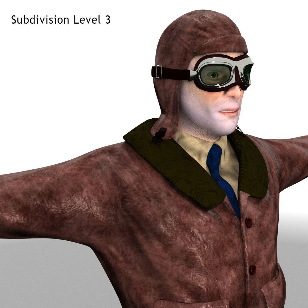 Flyboy Barnstorm Pilot - aviator - Low poly - STATIC NOT rigged Low-poly 3D model_4