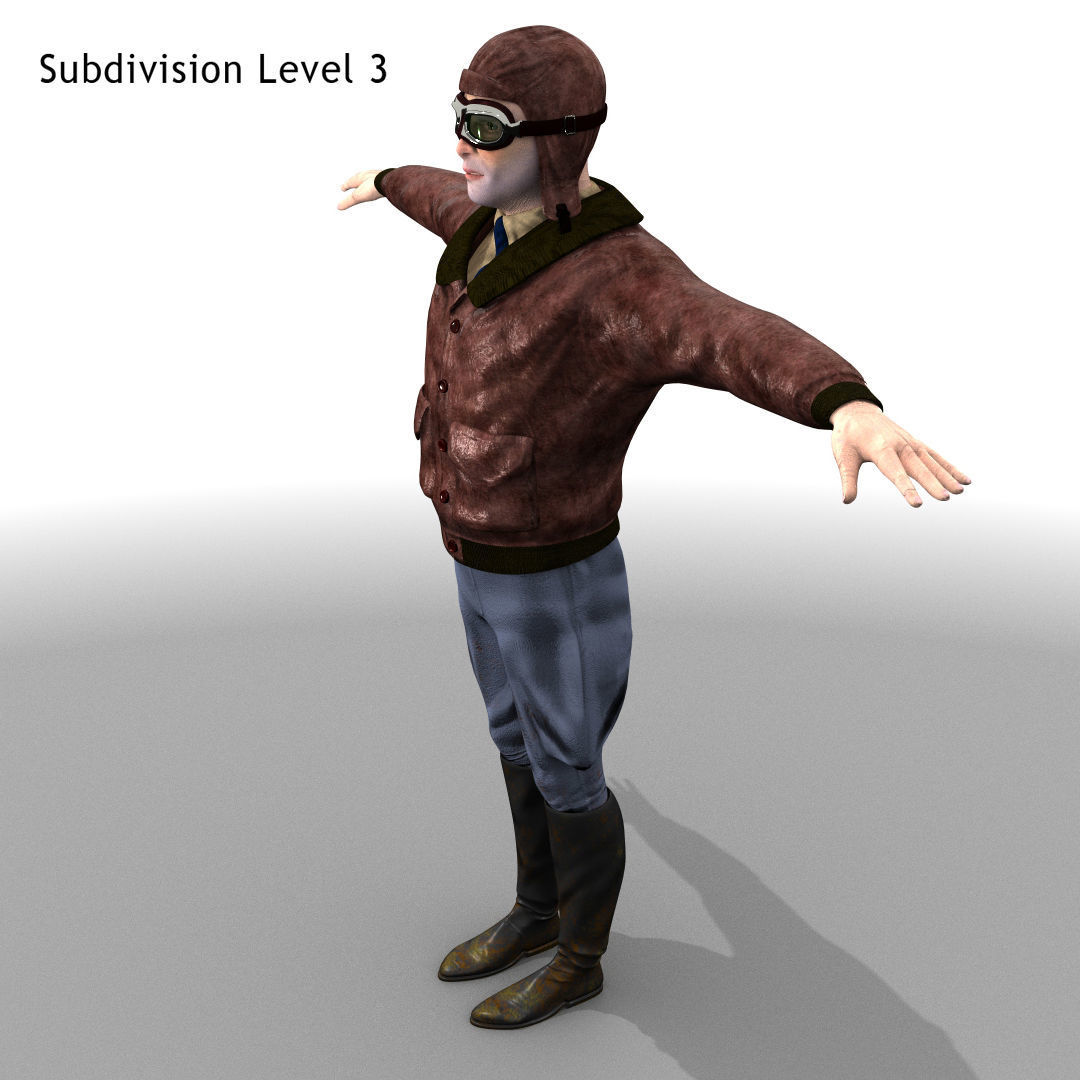 Flyboy Barnstorm Pilot - aviator - Low poly - STATIC NOT rigged Low-poly 3D model_10