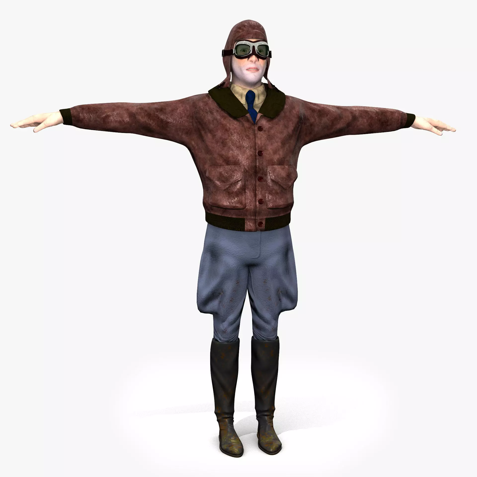 Flyboy Barnstorm Pilot - aviator - Low poly - STATIC NOT rigged Low-poly 3D model_0