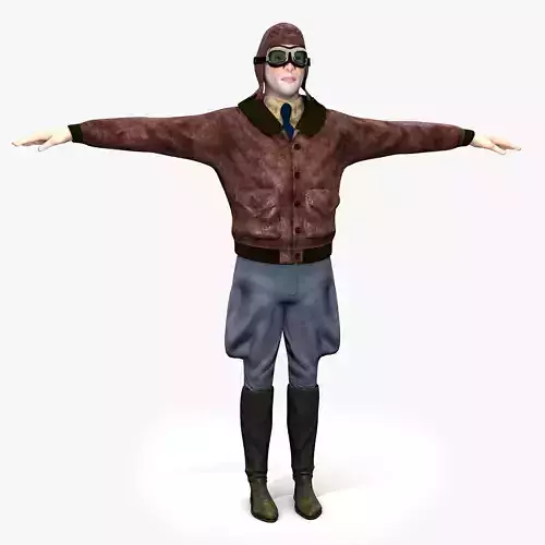 Flyboy Barnstorm Pilot - aviator - Low poly - STATIC NOT rigged