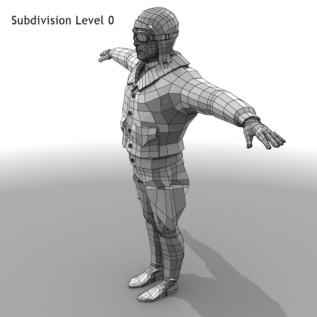 Flyboy Barnstorm Pilot - aviator - Low poly - STATIC NOT rigged Low-poly 3D model_11