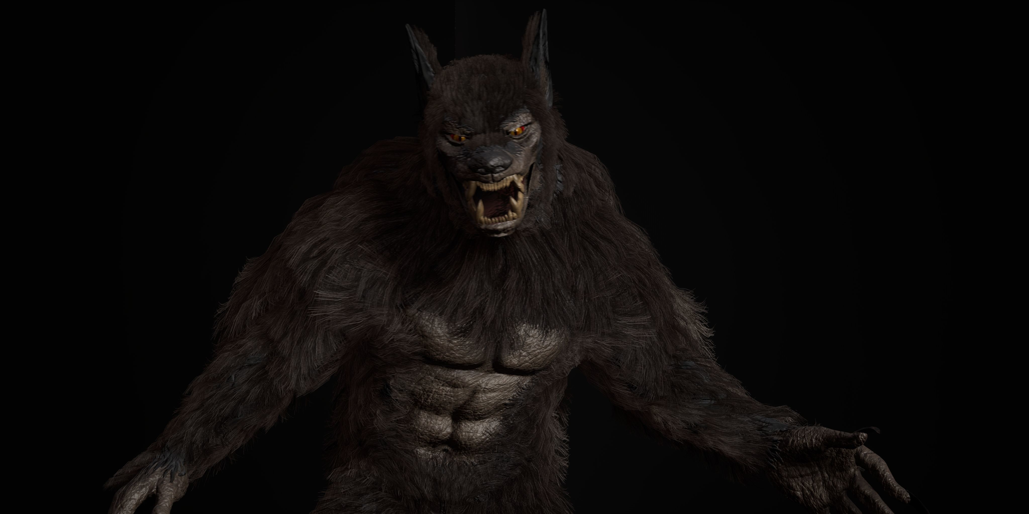 Werewolf Fantasy creature Low-poly 3D model_25