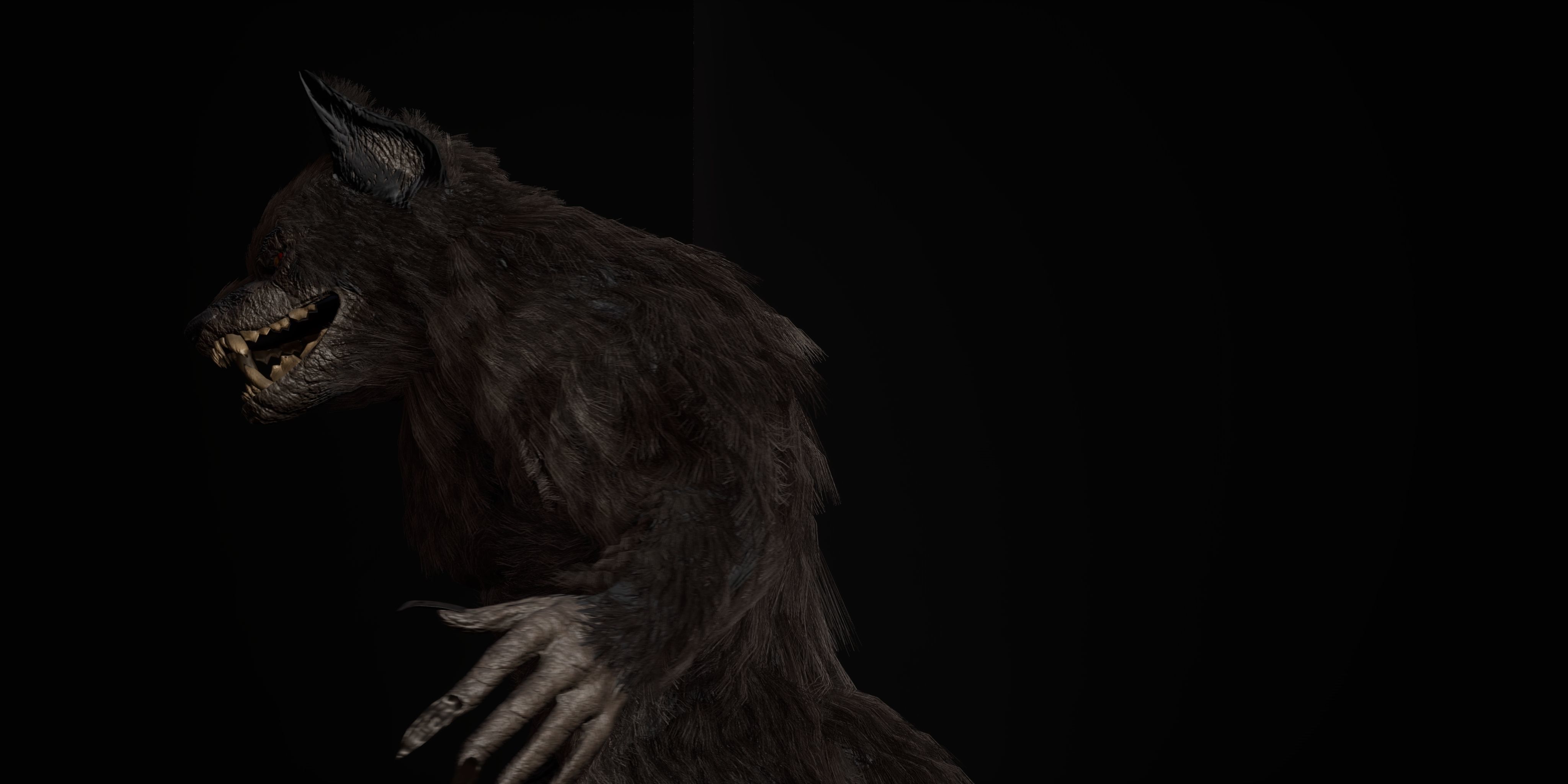 Werewolf Fantasy creature Low-poly 3D model_23