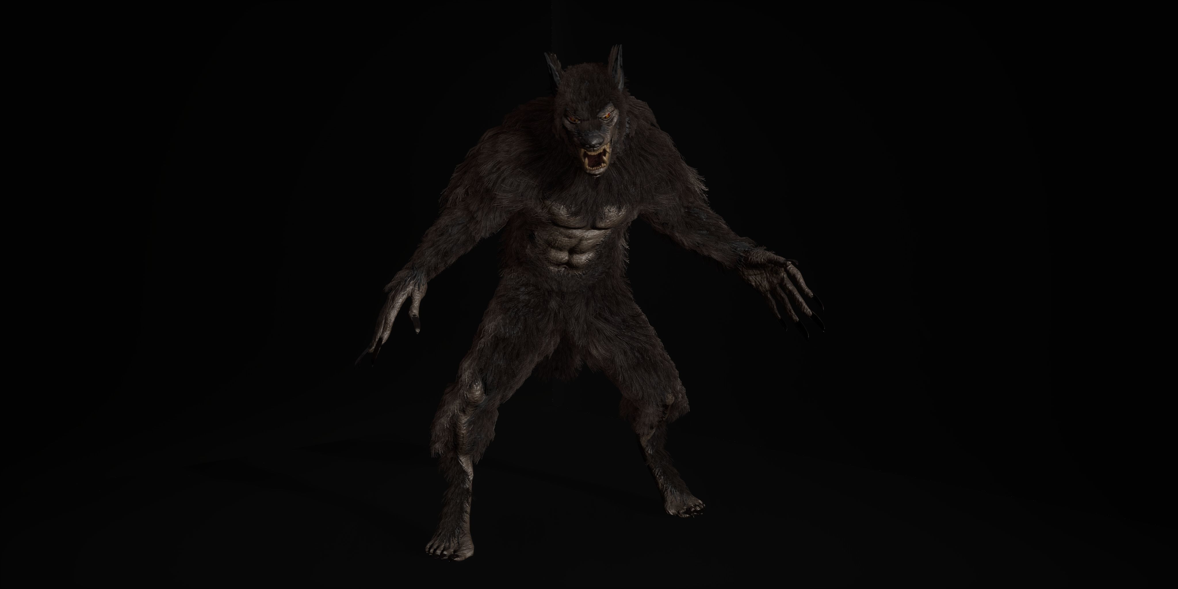 Werewolf Fantasy creature Low-poly 3D model_16