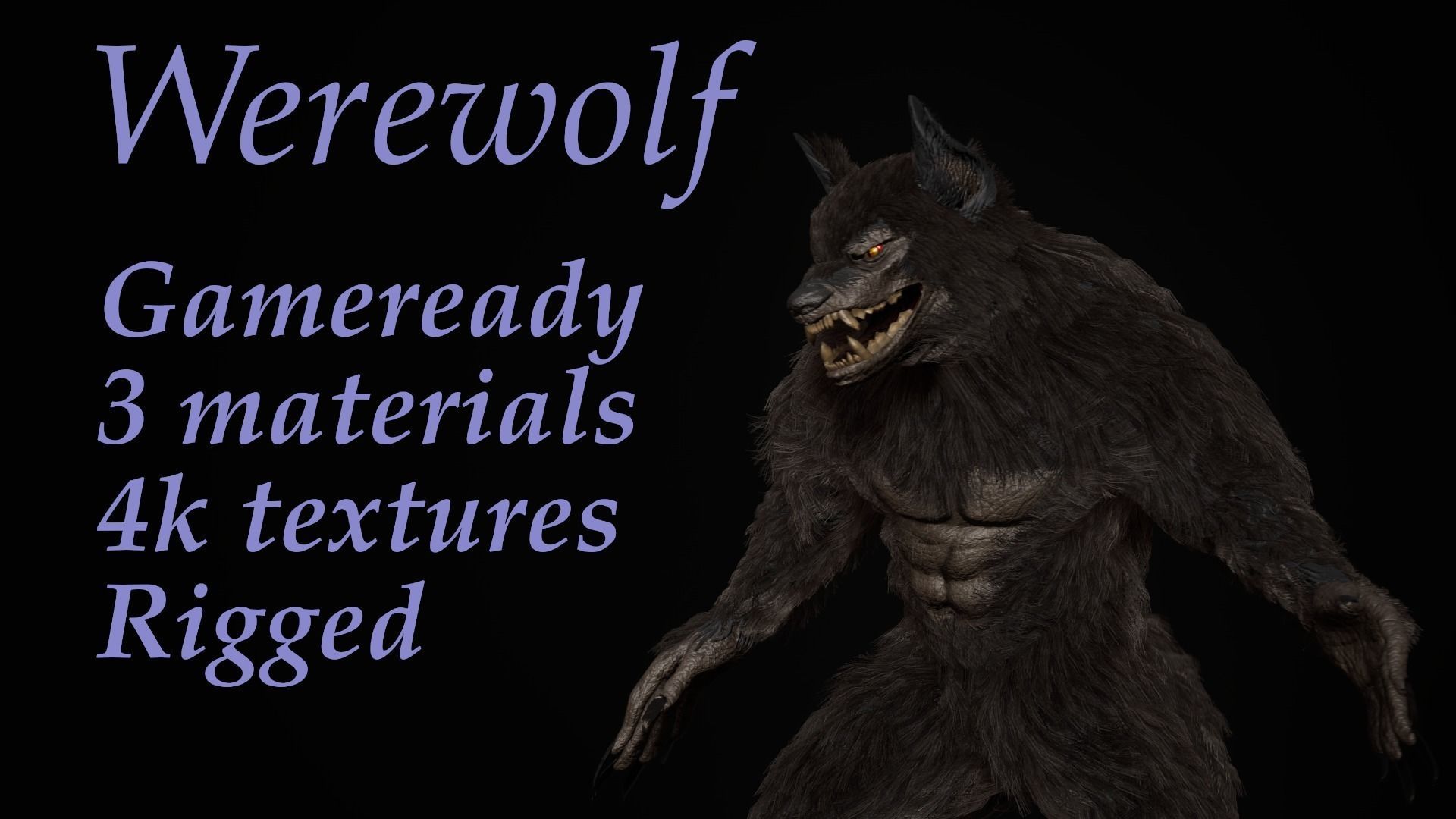 Werewolf Fantasy creature Low-poly 3D model_2