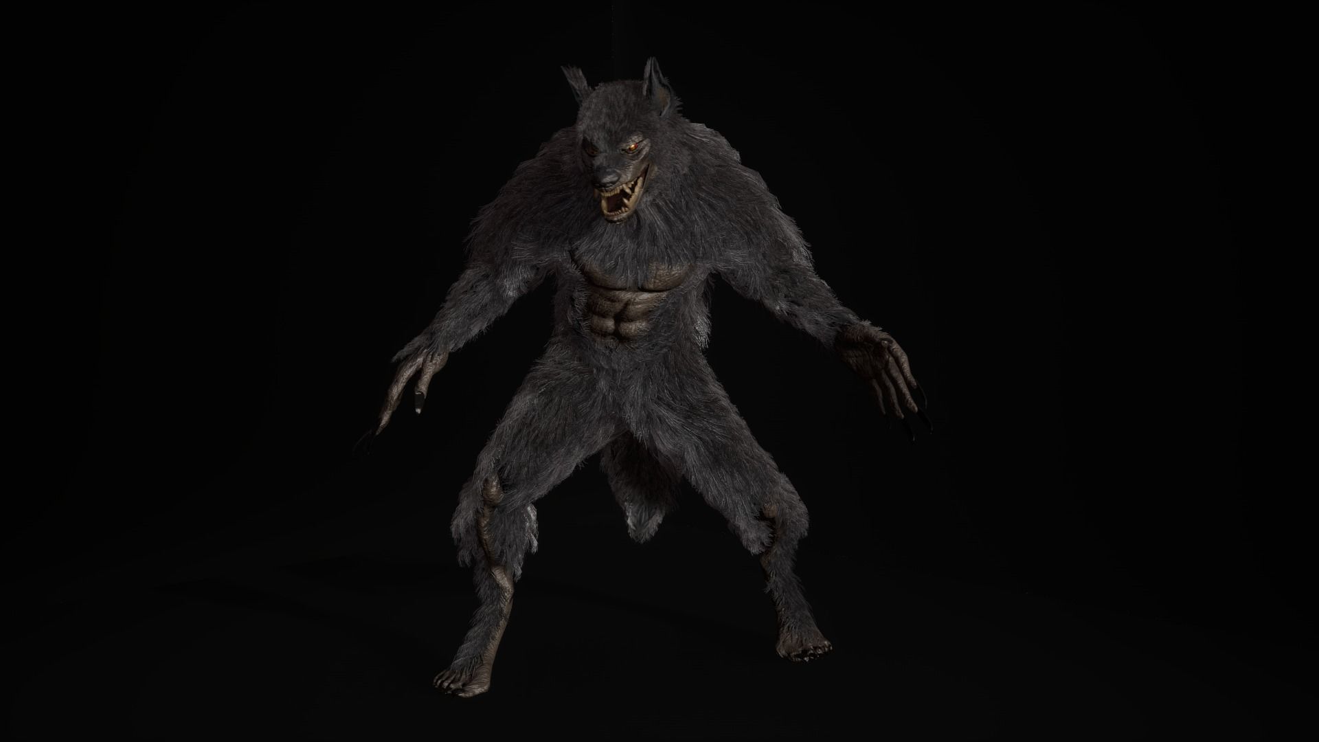 Werewolf Fantasy creature Low-poly 3D model_6