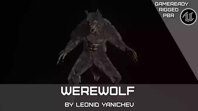 Werewolf Fantasy creature Low-poly 3D model