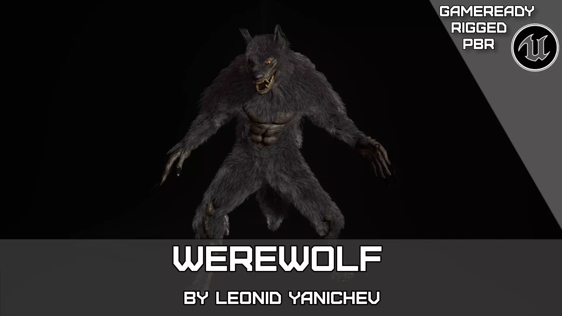 Werewolf Fantasy creature Low-poly 3D model_0