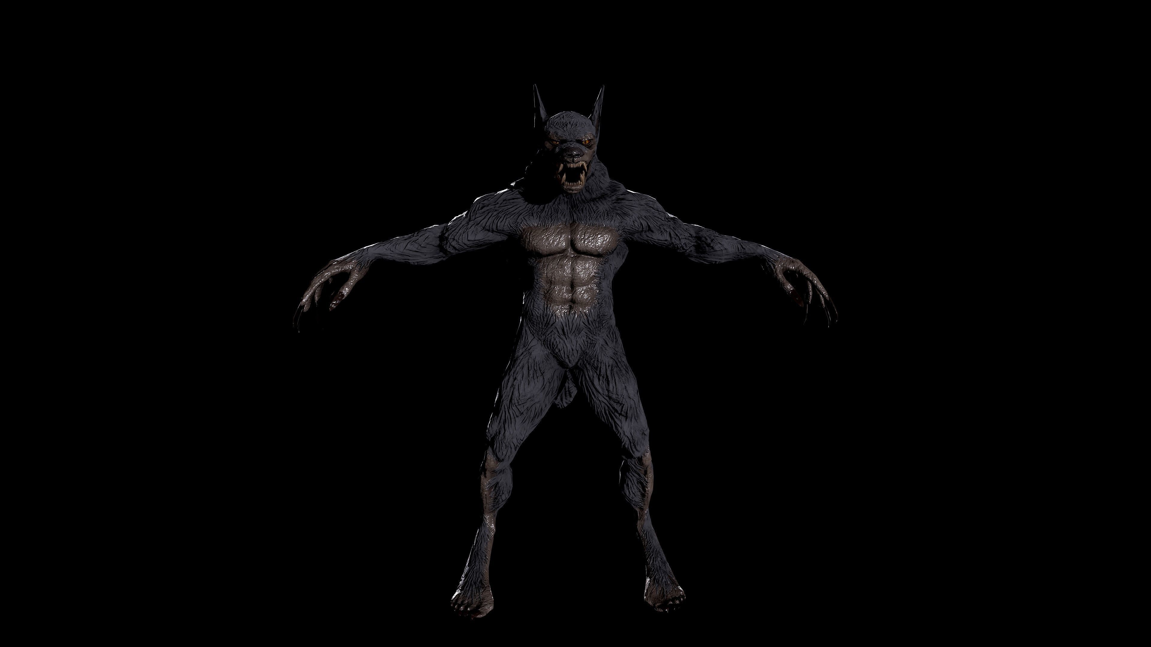 Werewolf Fantasy creature Low-poly 3D model_12