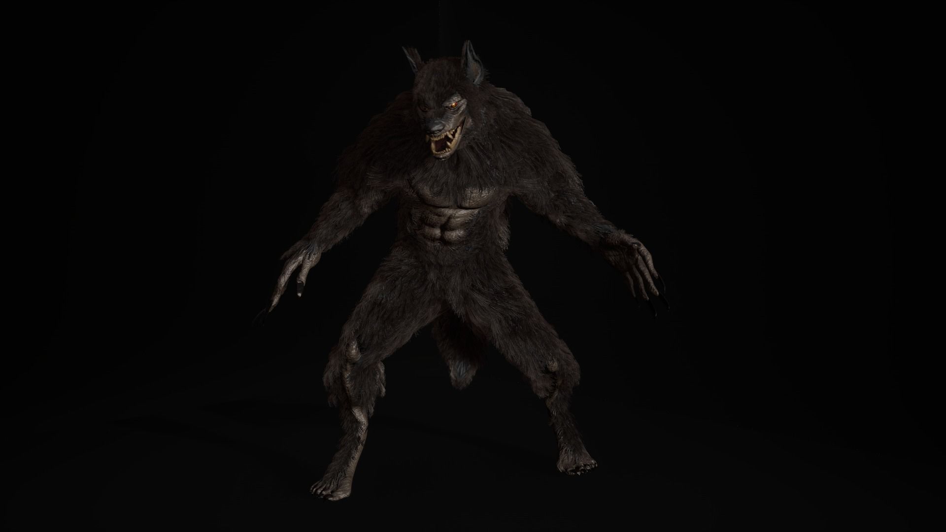 Werewolf Fantasy creature Low-poly 3D model_4