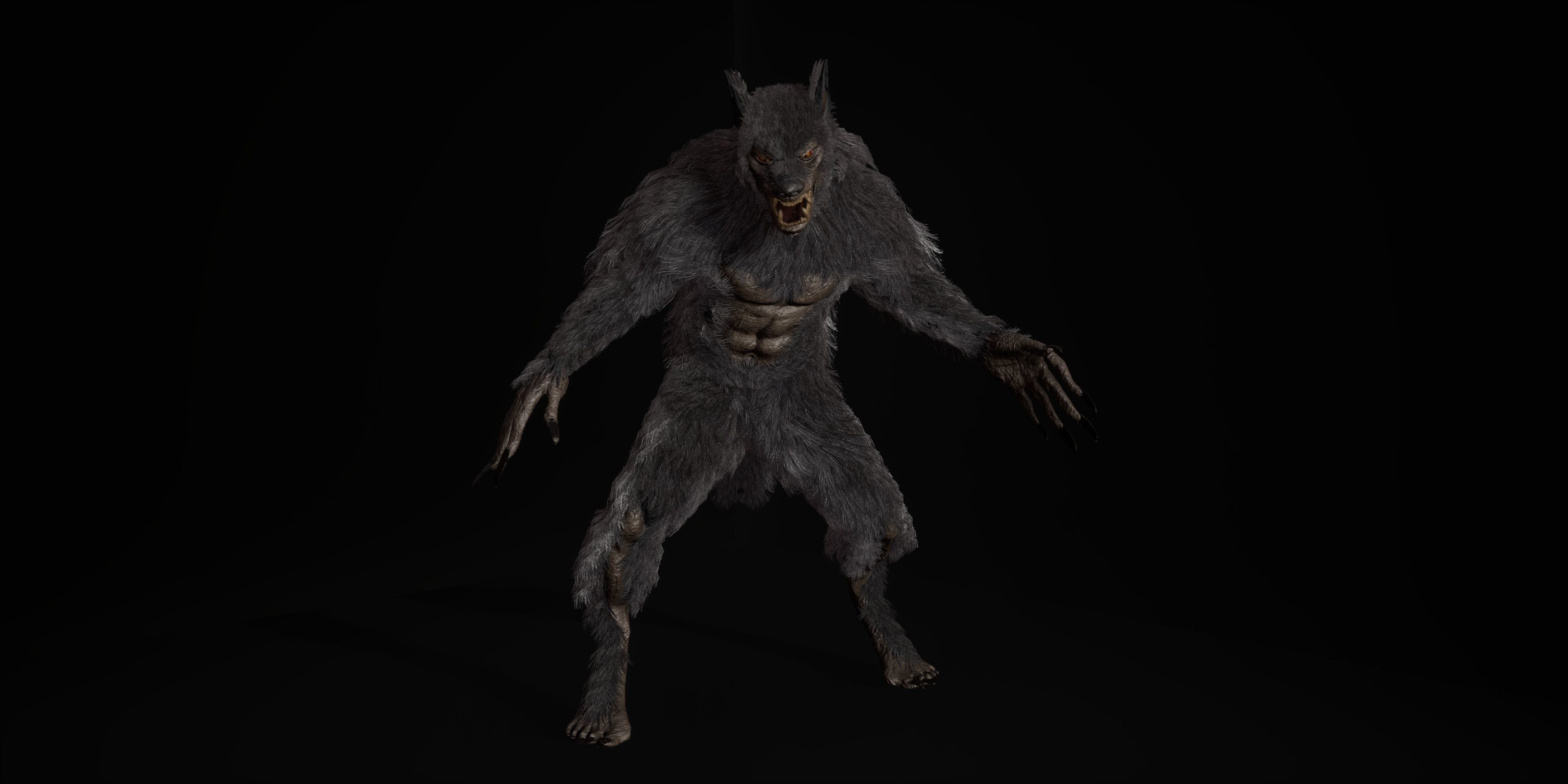 Werewolf Fantasy creature Low-poly 3D model_18
