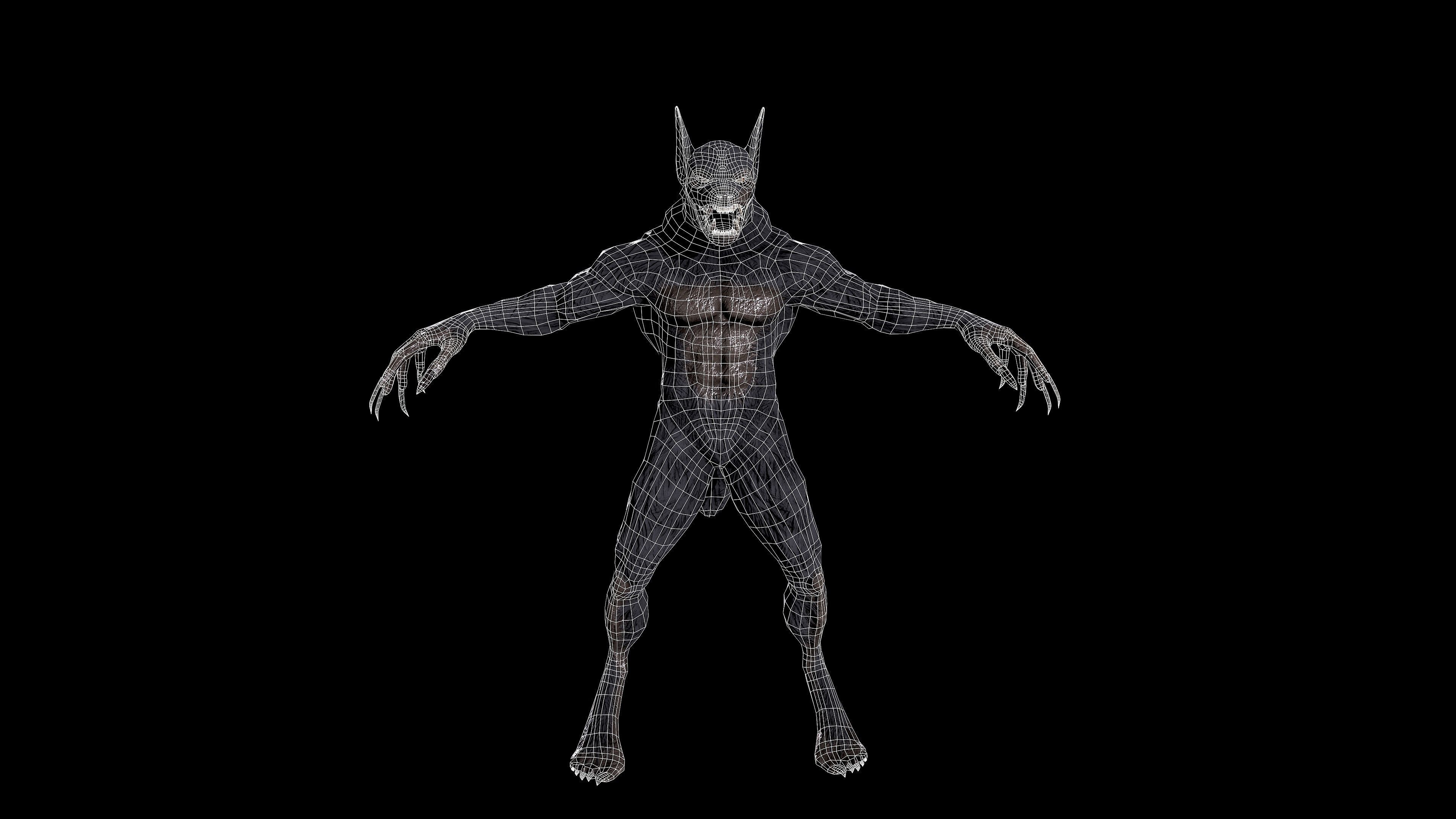 Werewolf Fantasy creature Low-poly 3D model_13