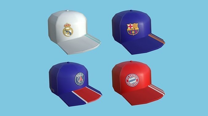 04 Soccer Teams Caps - Hat Collection - Character Costume 