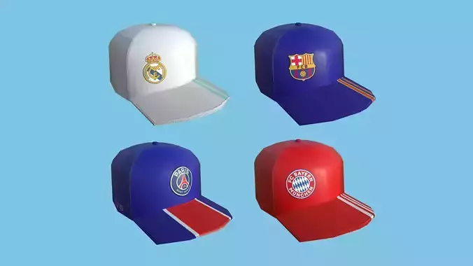 04 Soccer Teams Caps - Hat Collection - Character Costume 