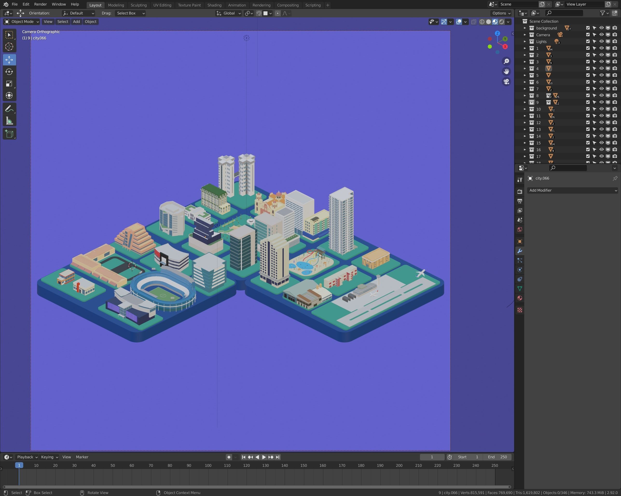 Low poly isometric city Low-poly 3D model_6