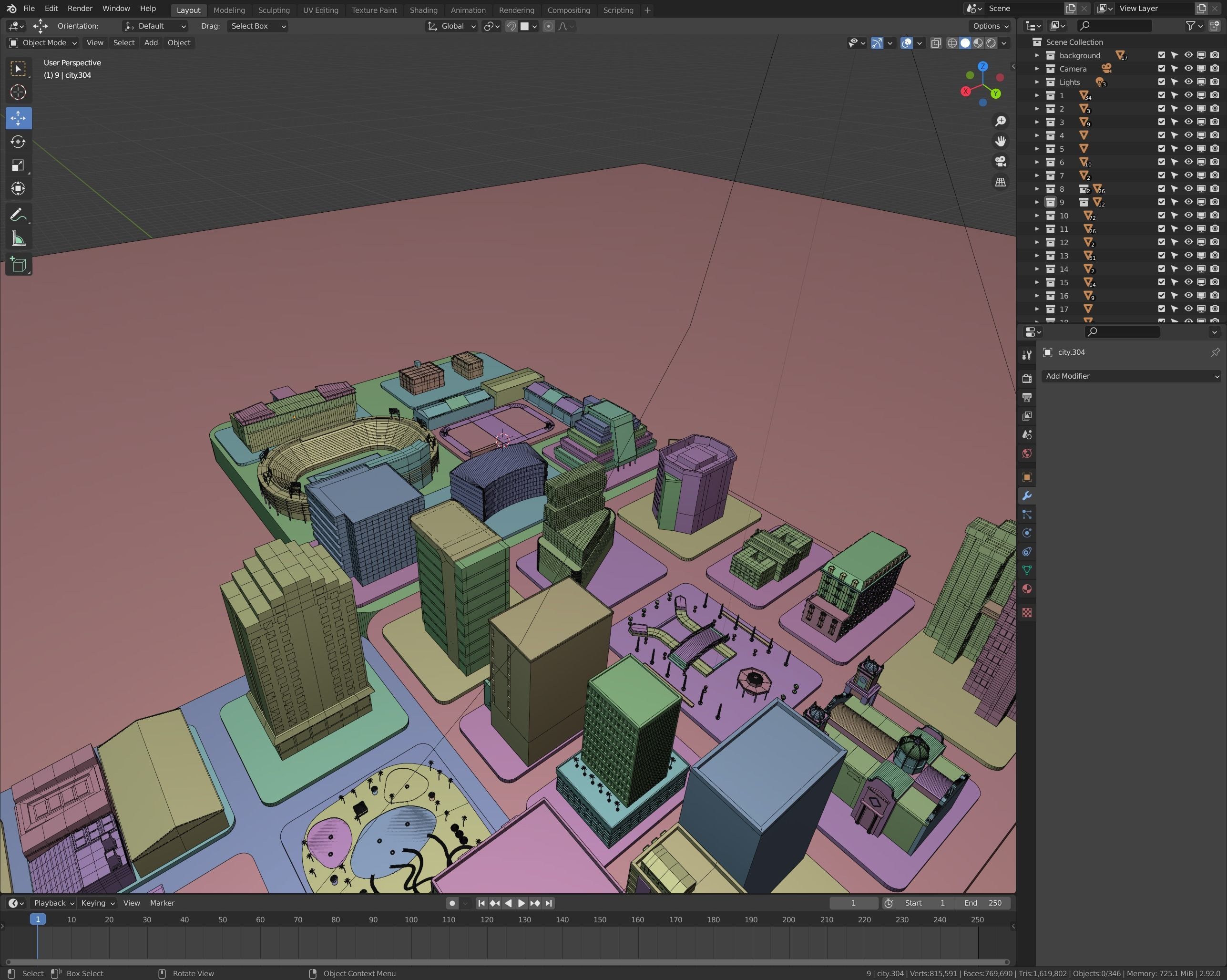 Low poly isometric city Low-poly 3D model_4