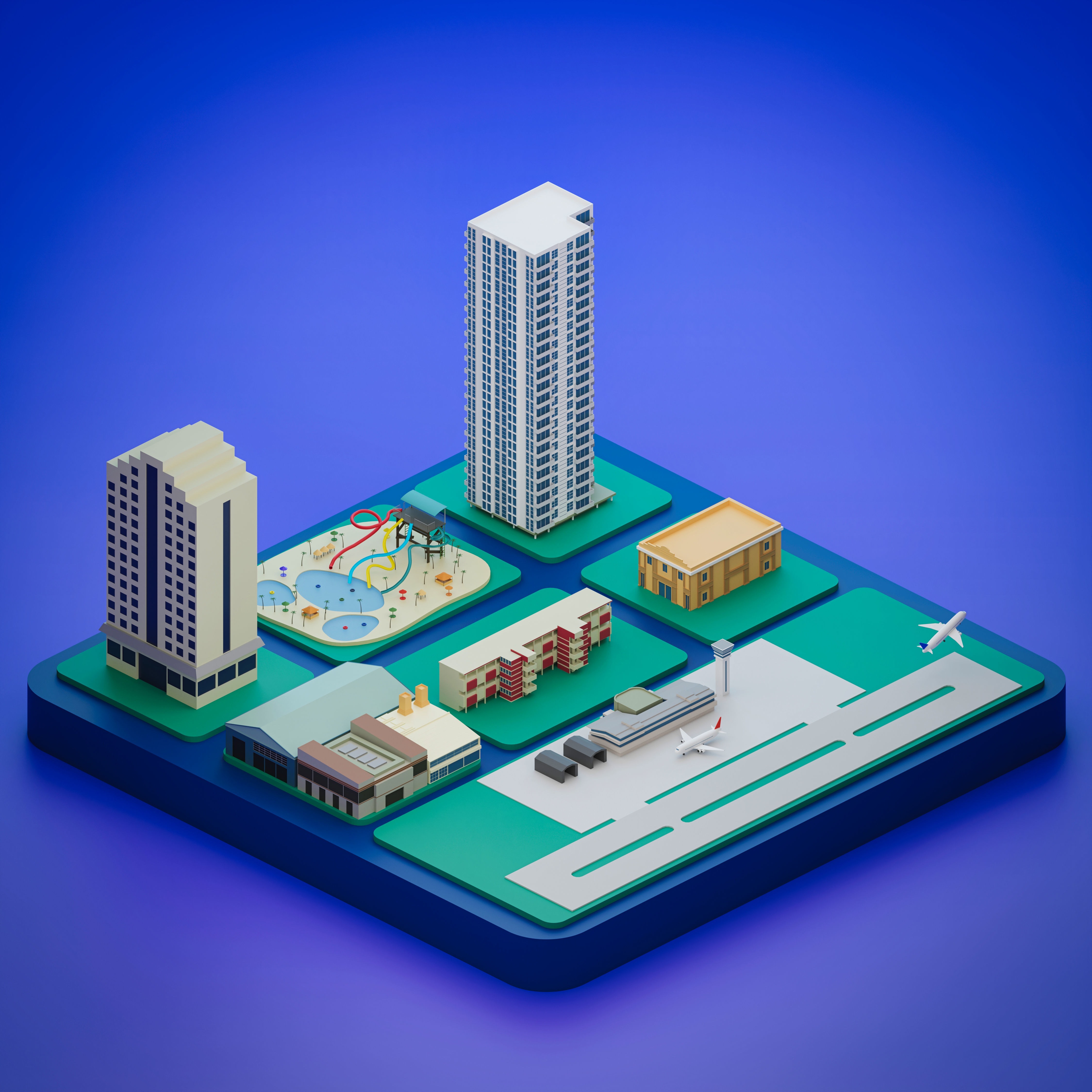 Low poly isometric city Low-poly 3D model_15