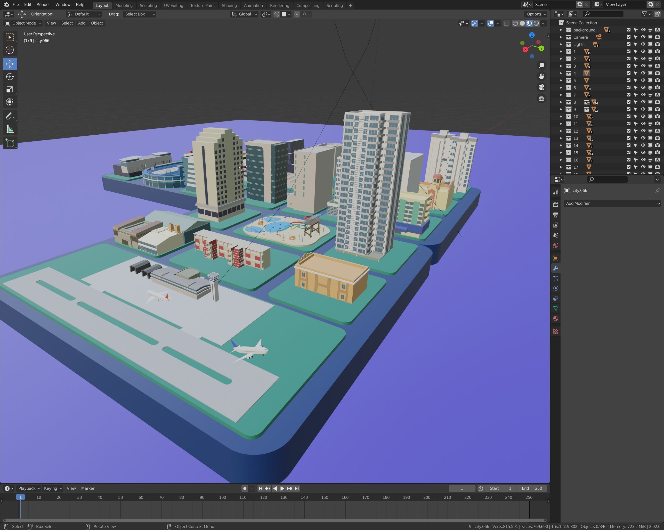 Low poly isometric city Low-poly 3D model_3
