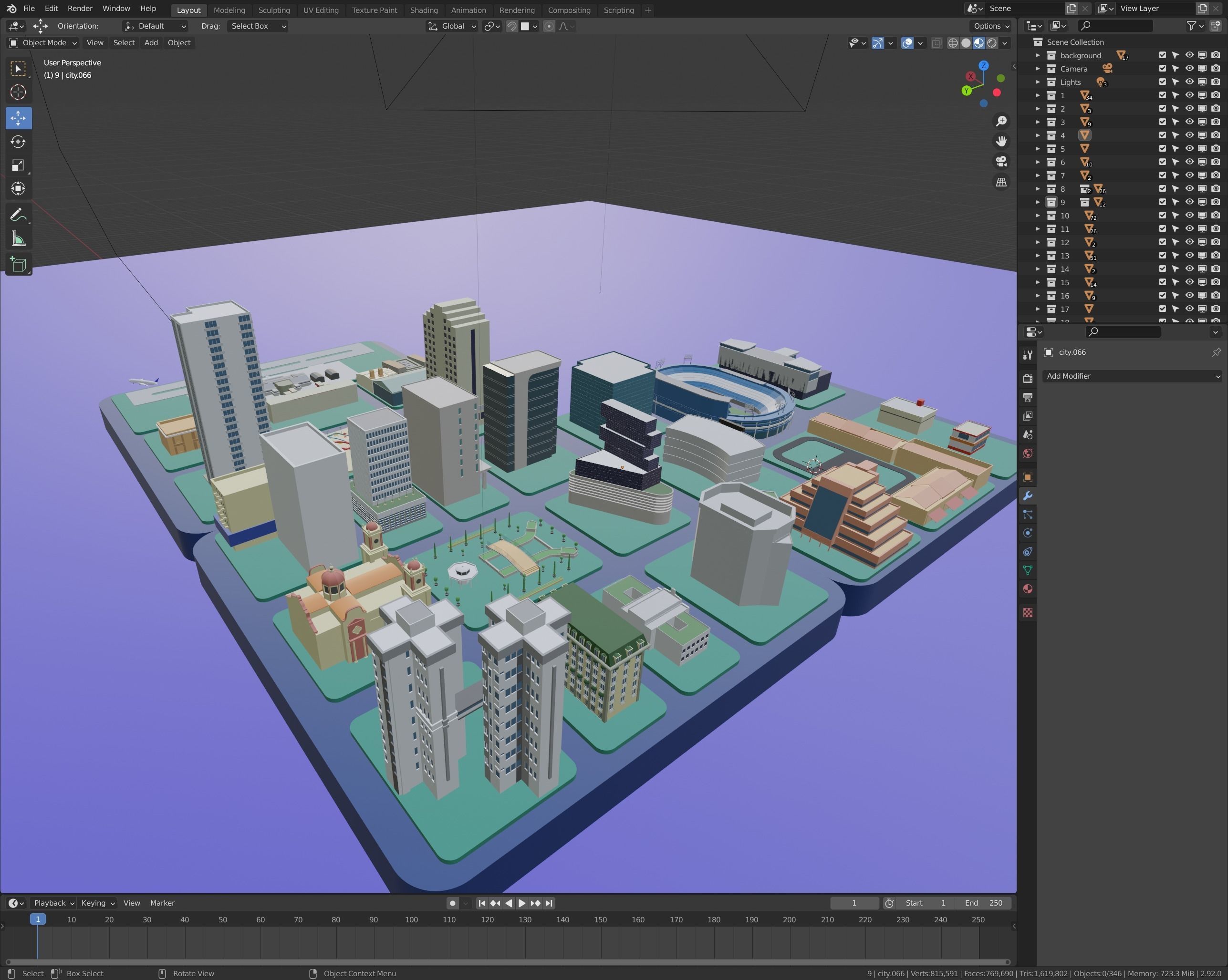 Low poly isometric city Low-poly 3D model_2