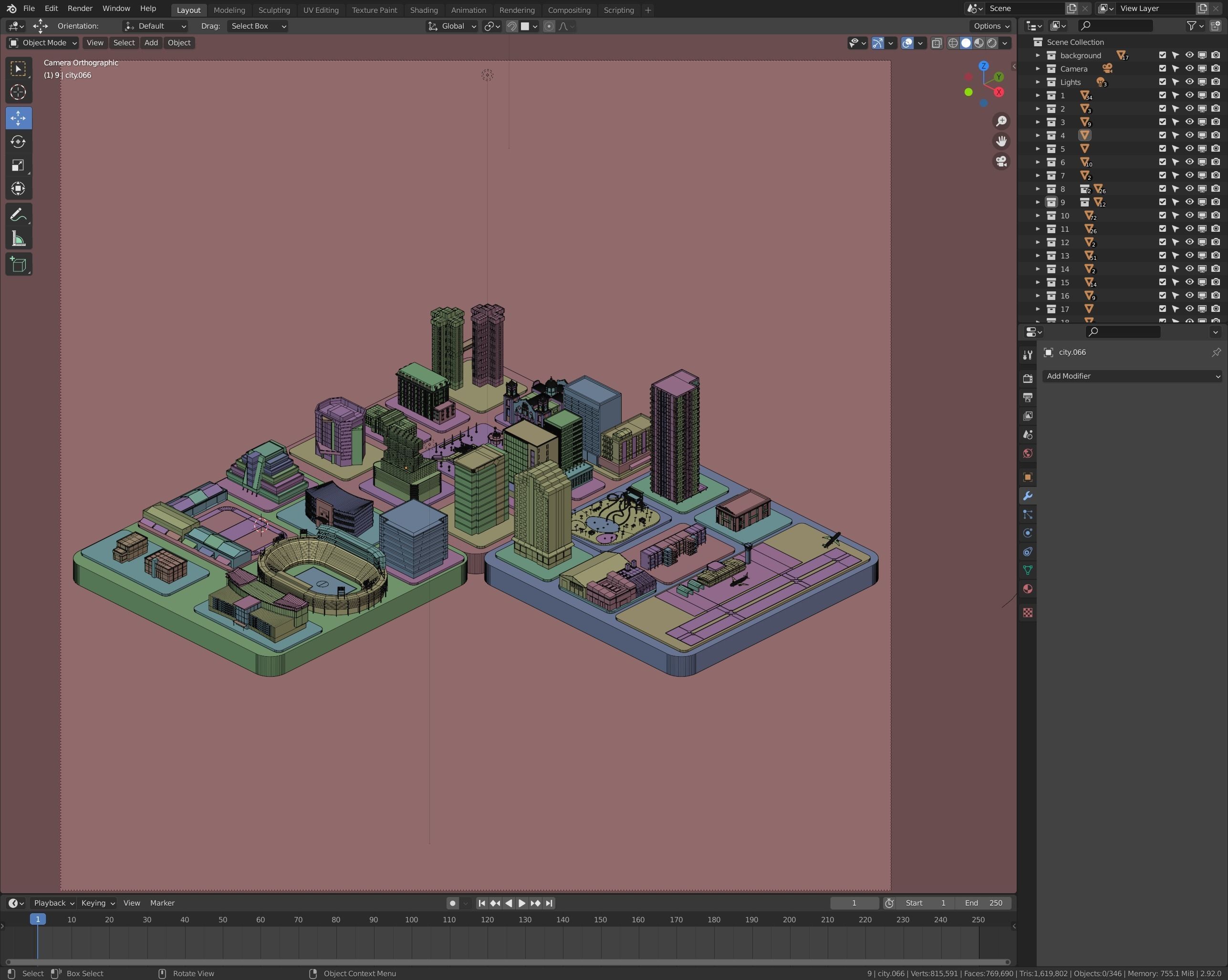 Low poly isometric city Low-poly 3D model_5