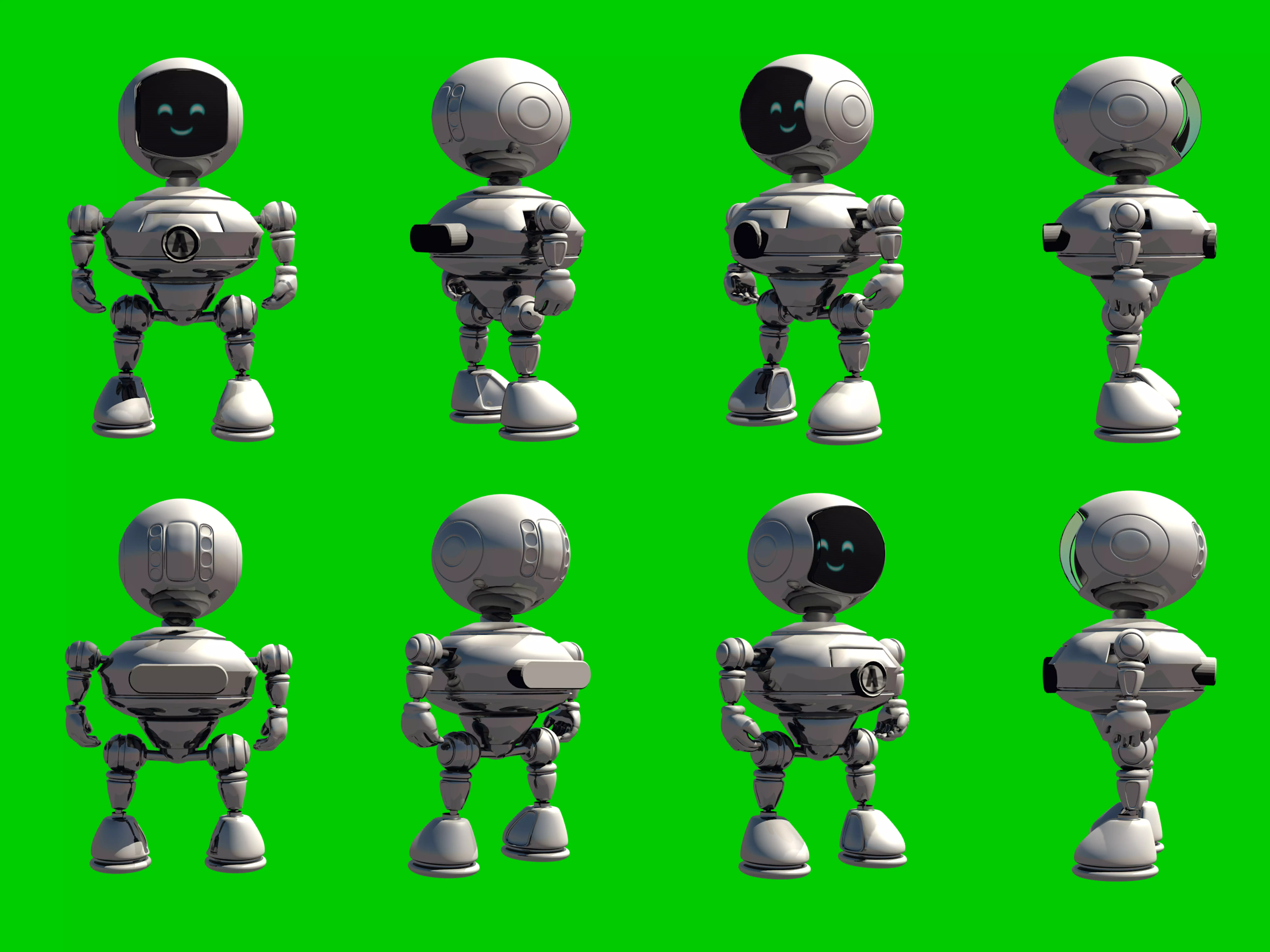cute smiley robot android figure 3D model_0