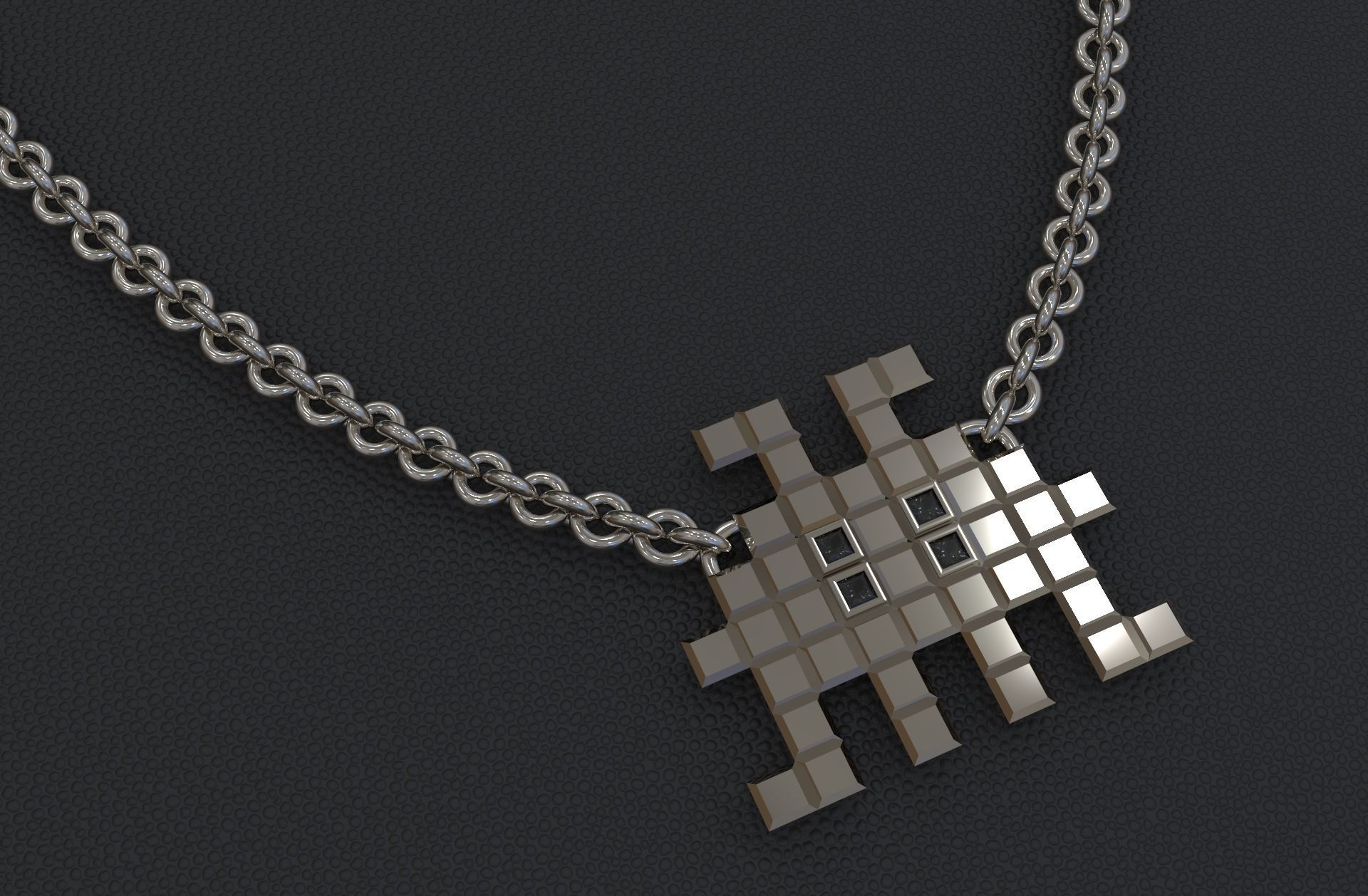 Invader Necklace  3D print model_1