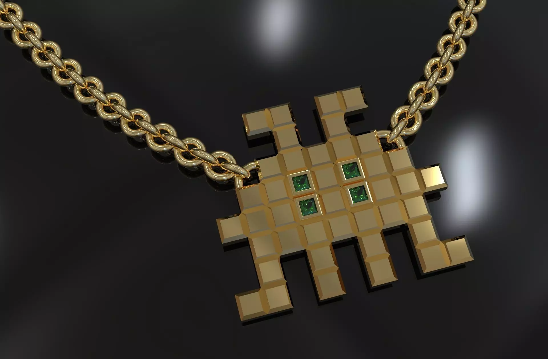 Invader Necklace  3D print model_0