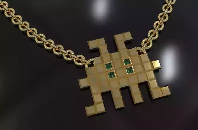 Invader Necklace  3D print model