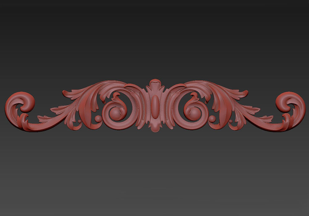 Carved decor horizontal 3D model_3