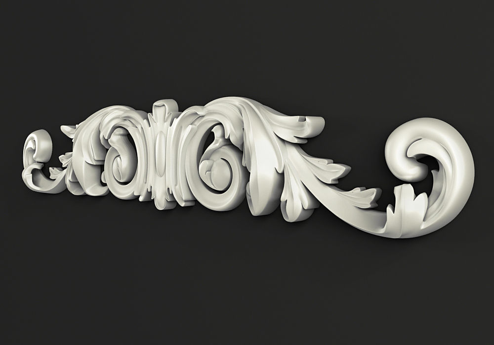 Carved decor horizontal 3D model_1