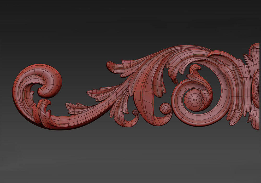 Carved decor horizontal 3D model_9