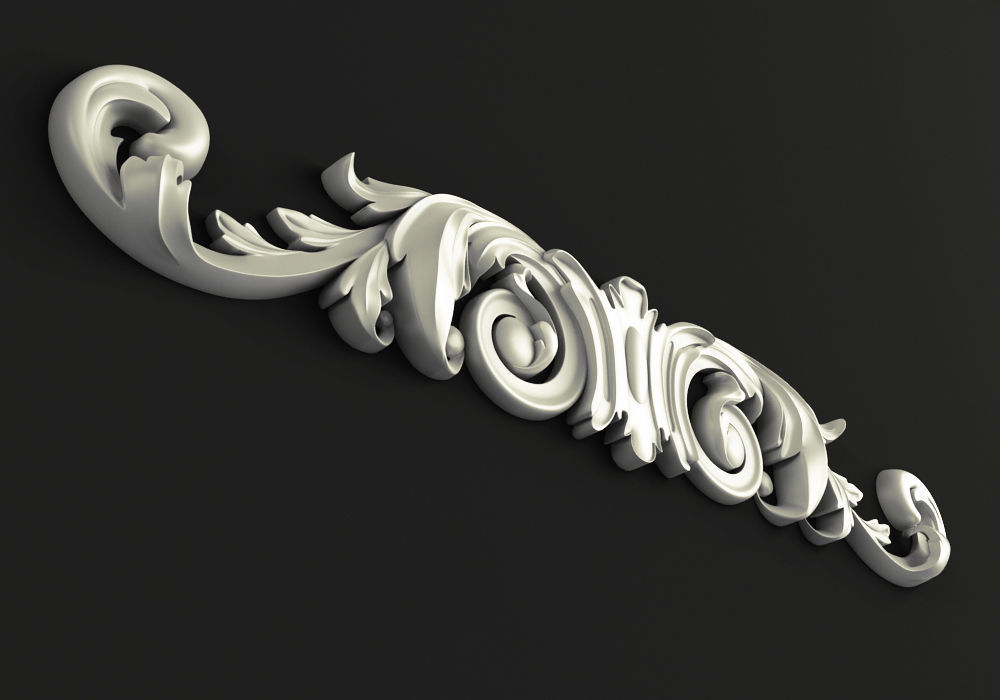 Carved decor horizontal 3D model_2