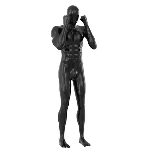 Abstract mannequin stands like a boxer 162