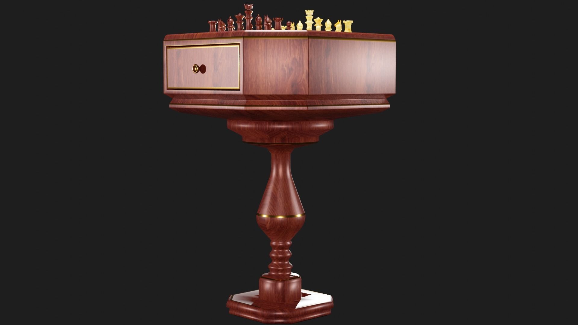 chess board Low-poly 3D model_3