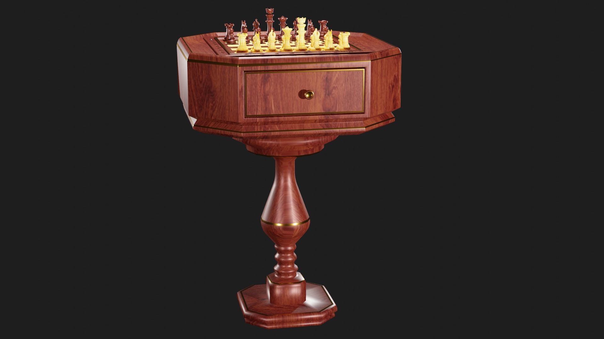 chess board Low-poly 3D model_4