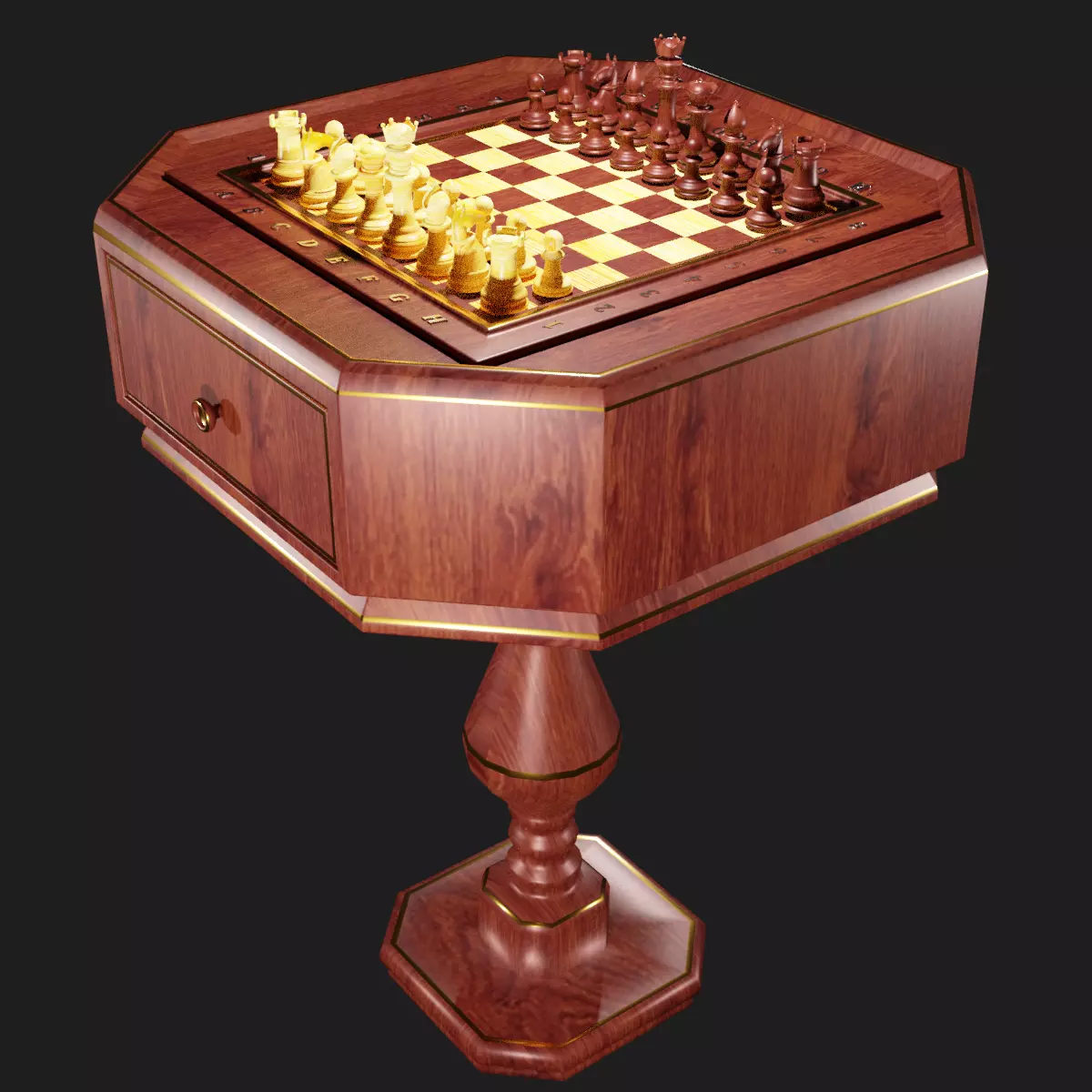 chess board Low-poly 3D model_0