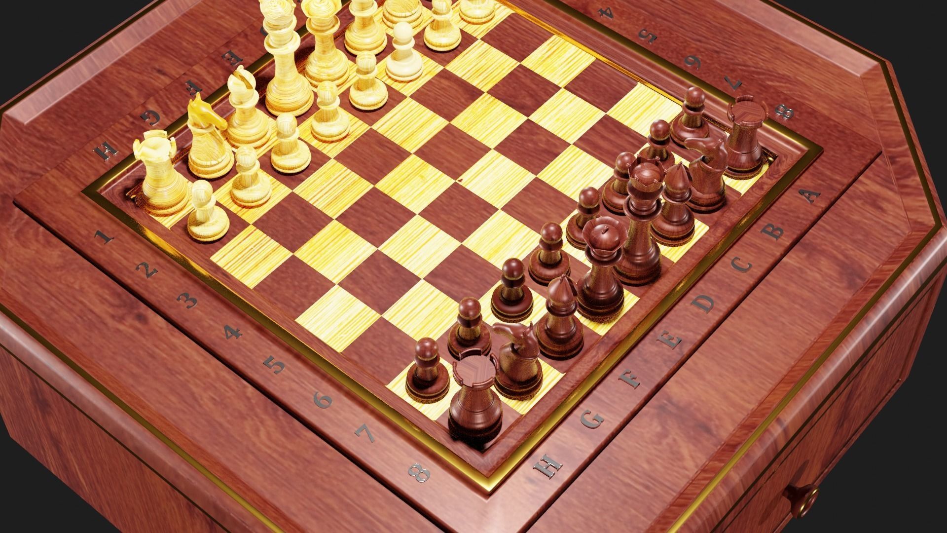 chess board Low-poly 3D model_2