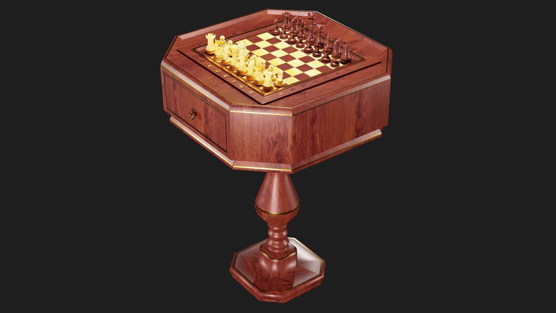 chess board Low-poly 3D model_1