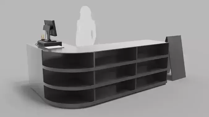 Super Market Cashier Counter 3D model